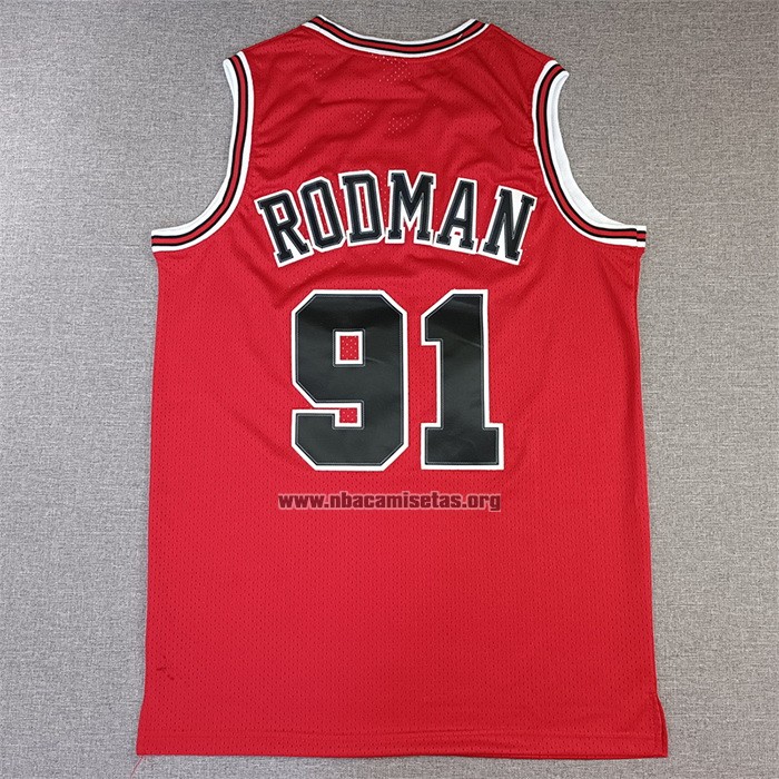 Camiseta Chicago Bulls Dennis Rodman NO 91 Mitchell & Ness 1997-98 NBA Finals Rojo